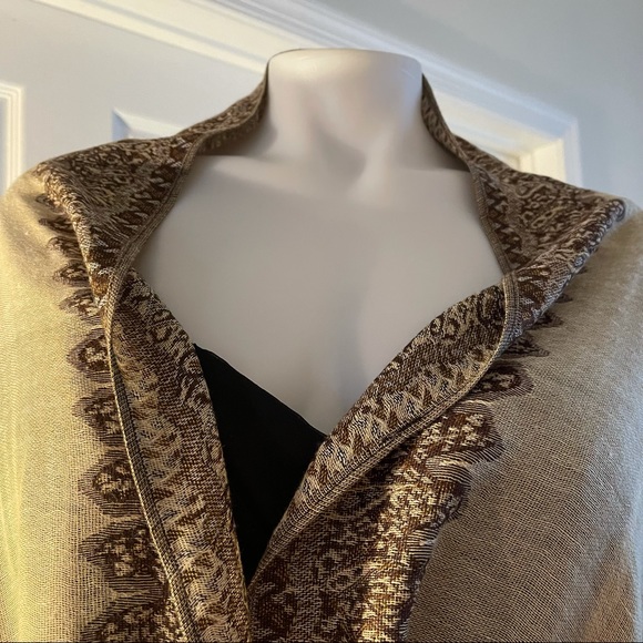 Pashmina Beige Brown Wrap Shawl - Picture 4 of 4